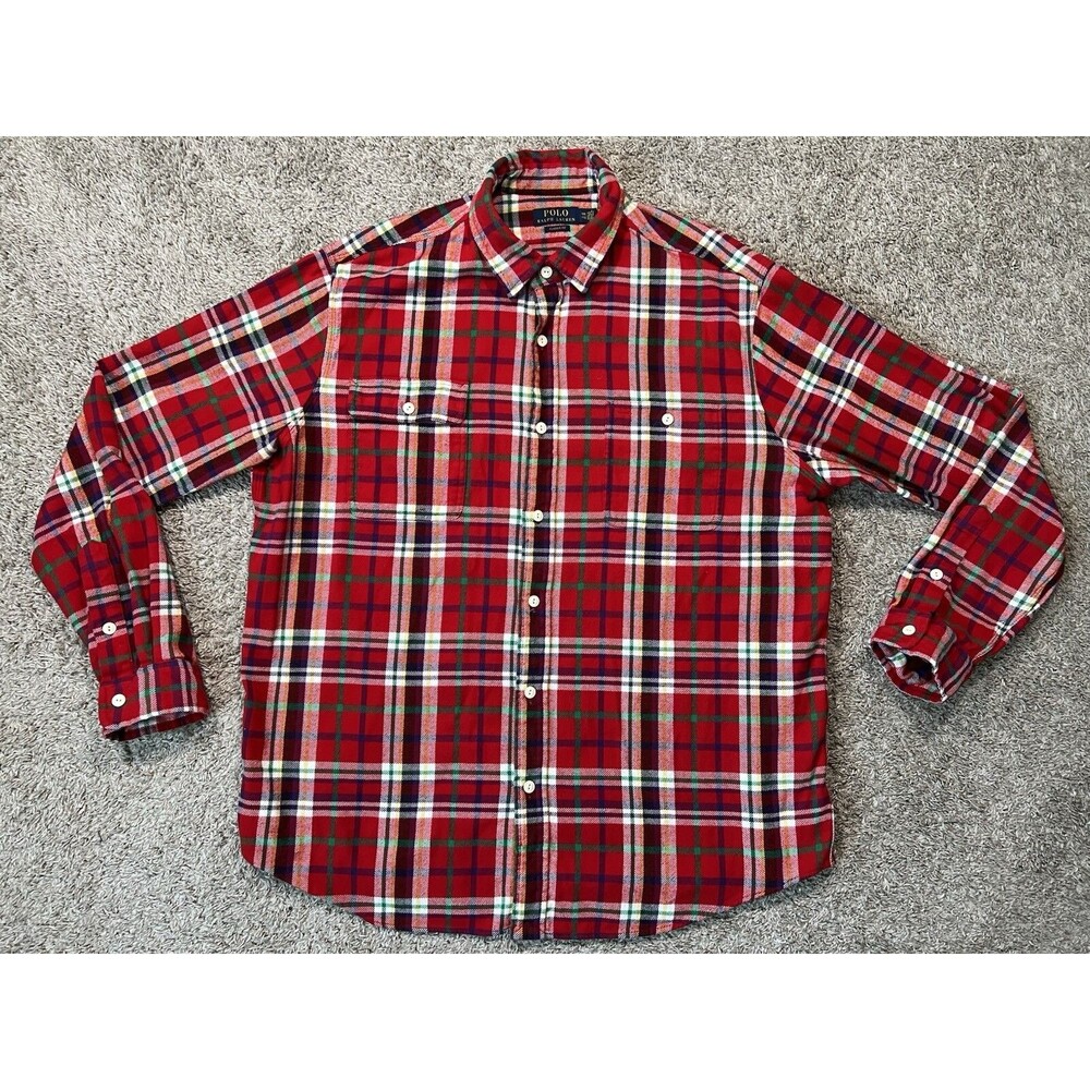 Polo Ralph Lauren Classic Fit Flannel WorkShirt Red Plaid Men’s XXL